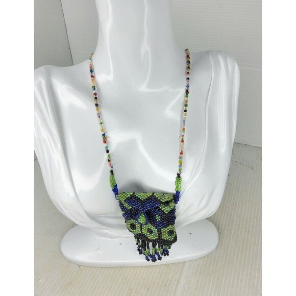 handcrafted multibeaded mini boho bag necklace - Picture 6 of 11